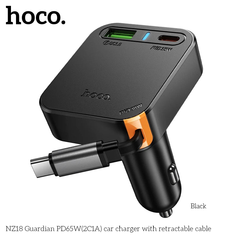 Retractable Car Charger HOCO NZ18 – 65W PD USB-C