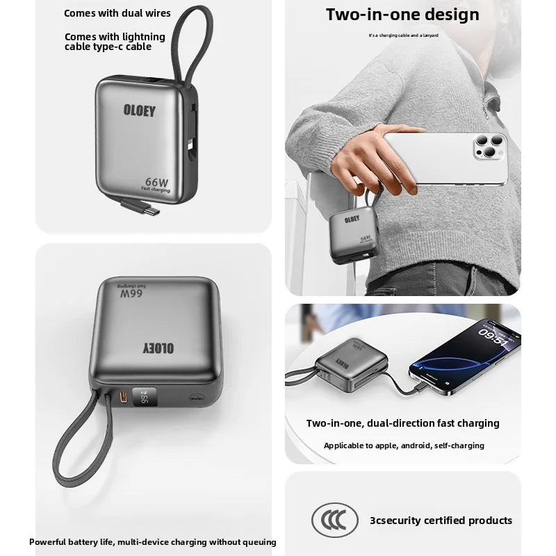 66W 100000mAh Power Bank Fast Charging PD 22W Portable Mini PowerBank for iPhone 17 16 15 Xiaomi External Battery Charger