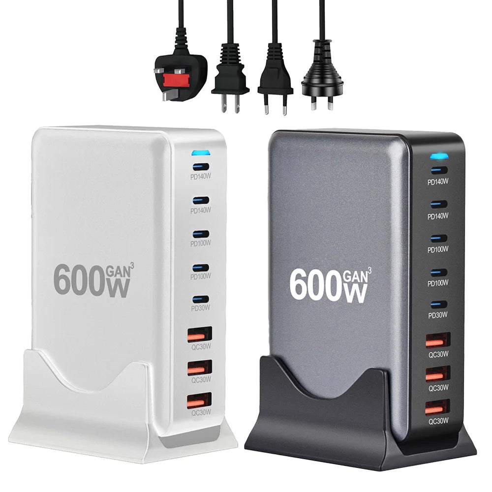 2025 600W GaN 8-Port Fast Charger – USB-C PD3.1
