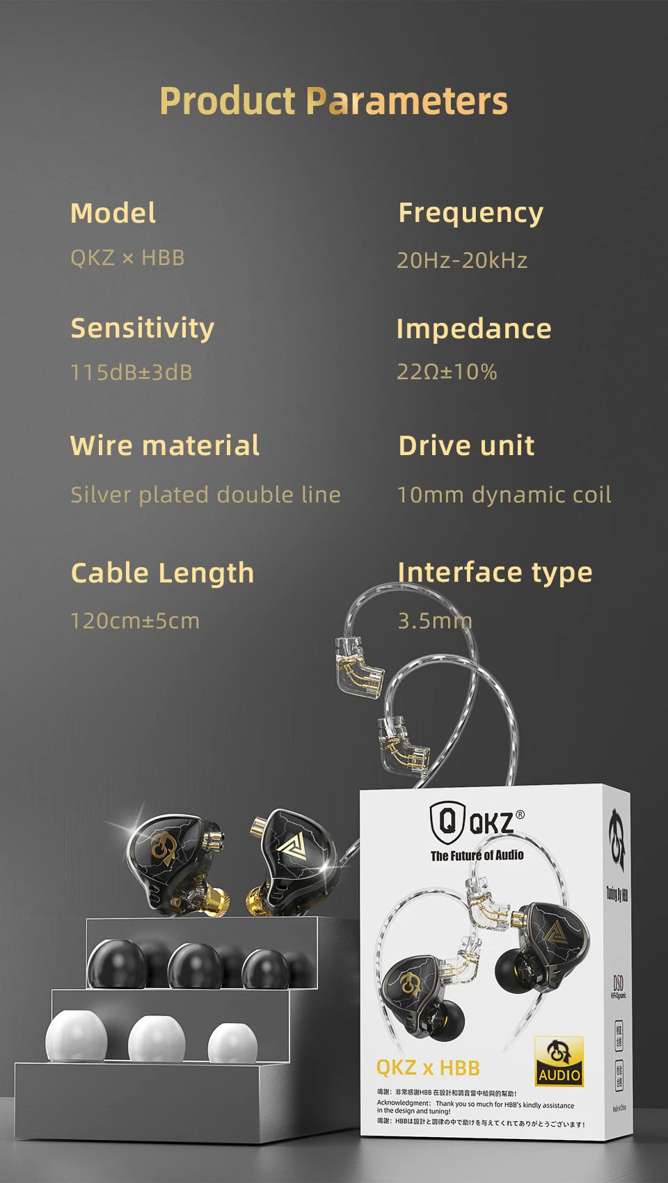QKZ x HBB 10mm HiFi Earphones – Semi-Open Design