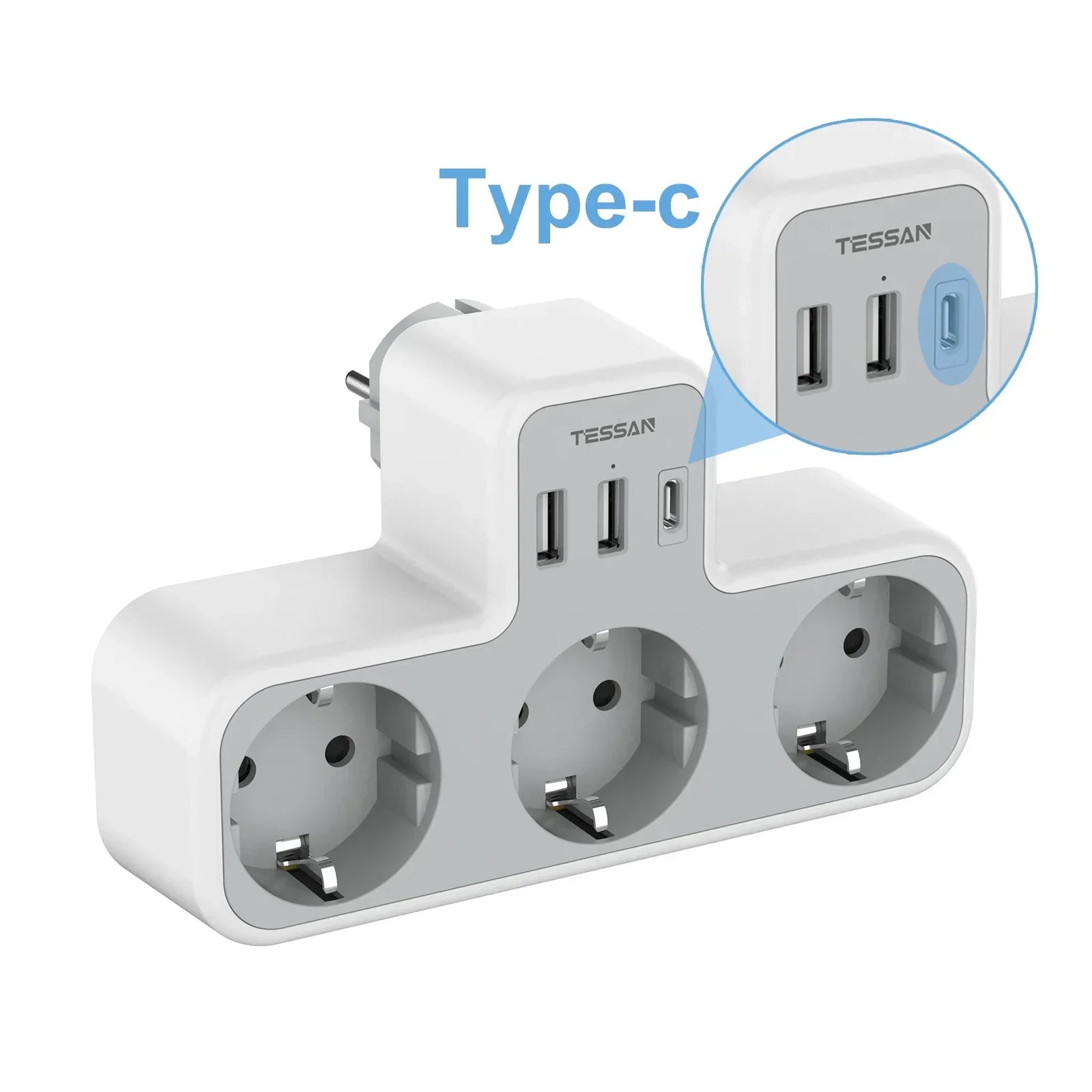 TESSAN Wall Power Strip – USB Ports & Overload Protection