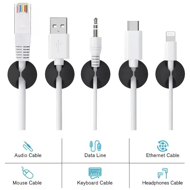 Mini Cable Clips – USB Wire Holder for Desk, Car & Home