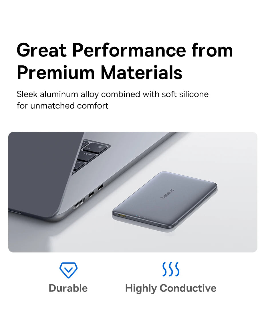 Ultra-Slim Baseus Magnetic Power Bank – 5000mAh