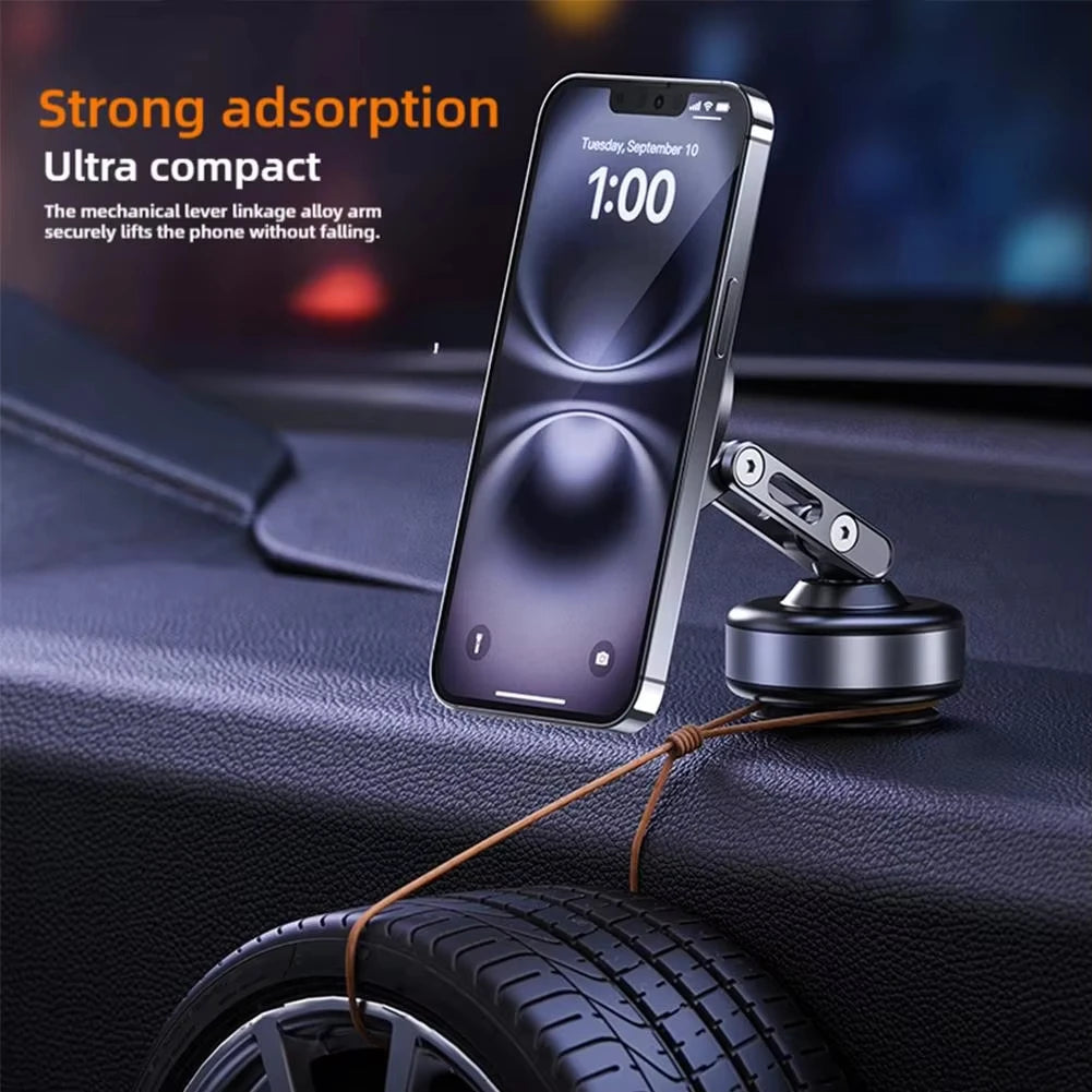 Magnetic Car Phone Mount – Aluminum Alloy, Rotating & Foldable