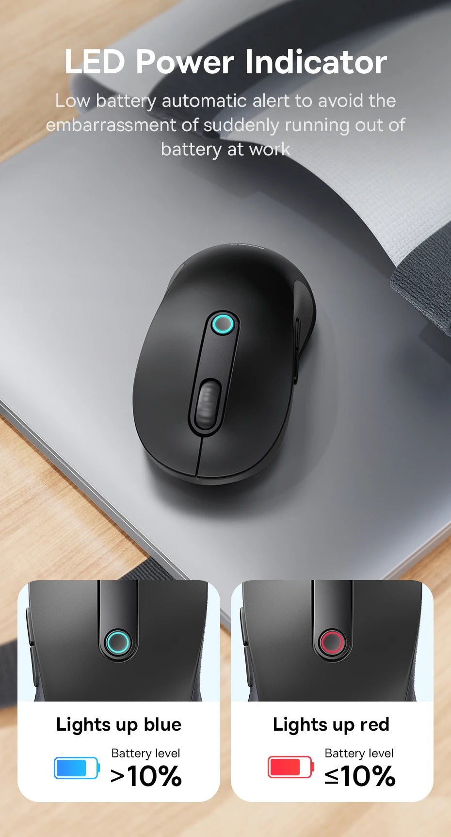 Baseus F02 Wireless Mouse – Ergonomic & Bluetooth