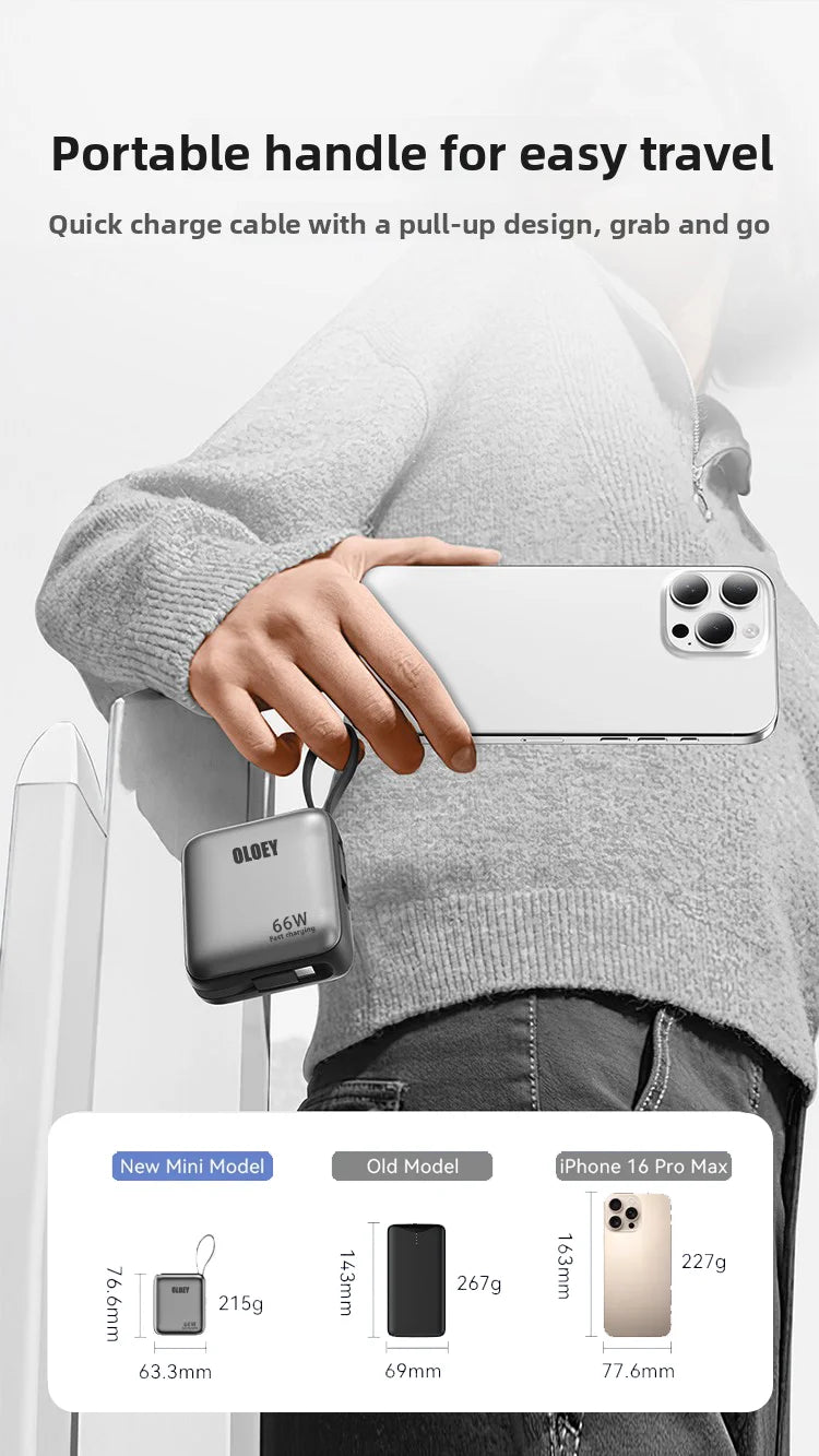 66W 100000mAh Power Bank Fast Charging PD 22W Portable Mini PowerBank for iPhone 17 16 15 Xiaomi External Battery Charger