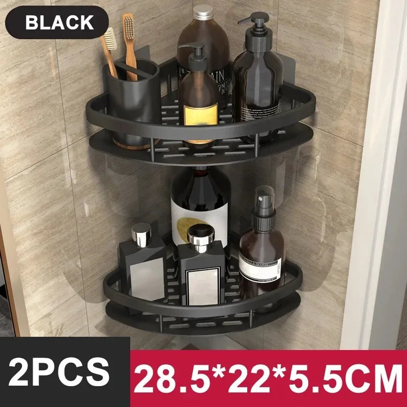 Aluminum No-Drill Shelf – Bathroom & Kitchen Wall Storage Organizer