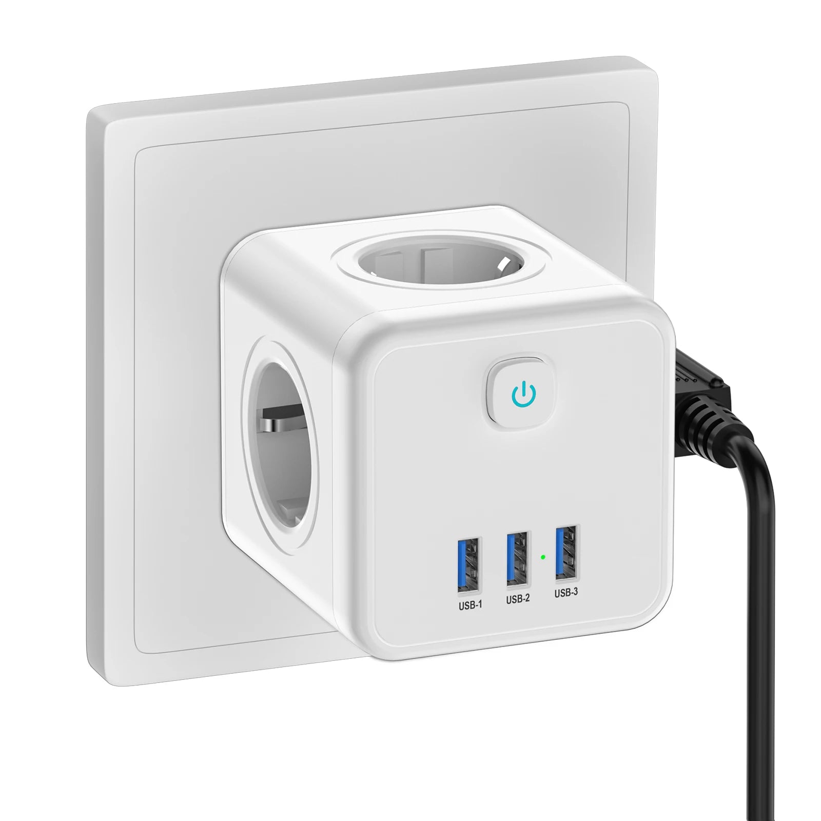 4000W EU Power Strip | 4 AC Outlets & 3 USB Charger