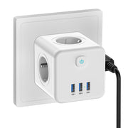 4000W EU Power Strip | 4 AC Outlets & 3 USB Charger