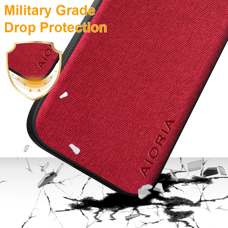 Luxury Textile PU Leather Case for iPhone 17 Series – Slim Shockproof Cover
