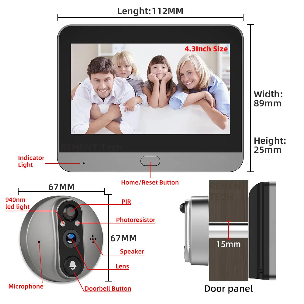 3MP Smart WiFi Doorbell Camera – PIR Motion & 5000mAh Battery