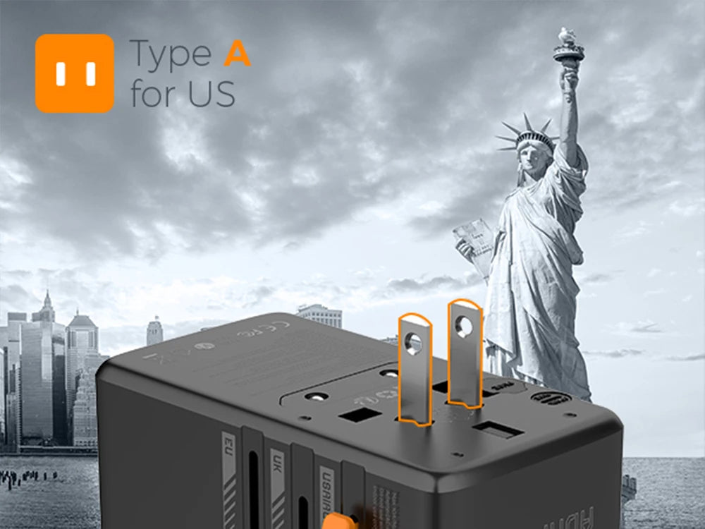 TESSAN 100W GaN Universal Travel Adapter – USB & Type-C Fast Charging