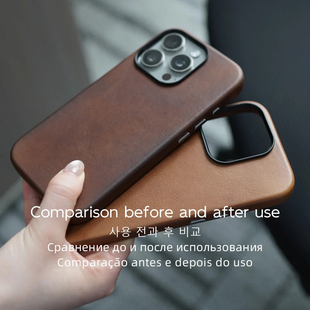 YMW Magnetic Genuine Leather MagSafe Case for iPhone 14–17 Series