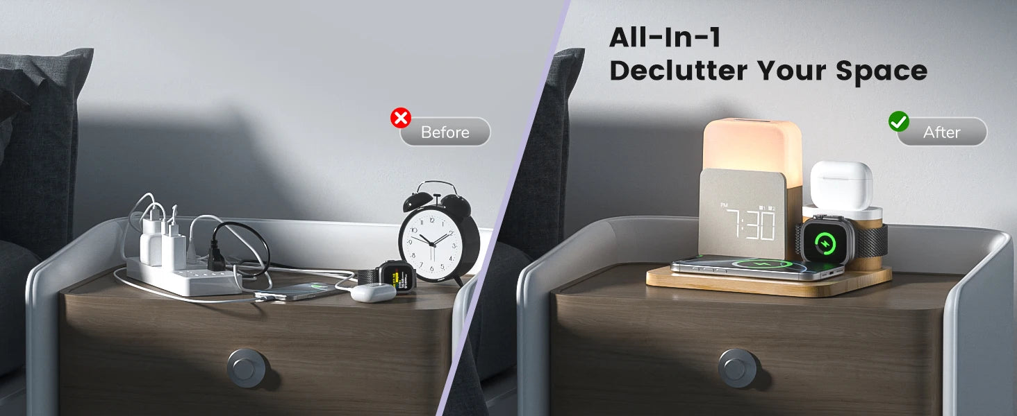 7-in-1 MagSafe Wireless Charger – Alarm & Night Light