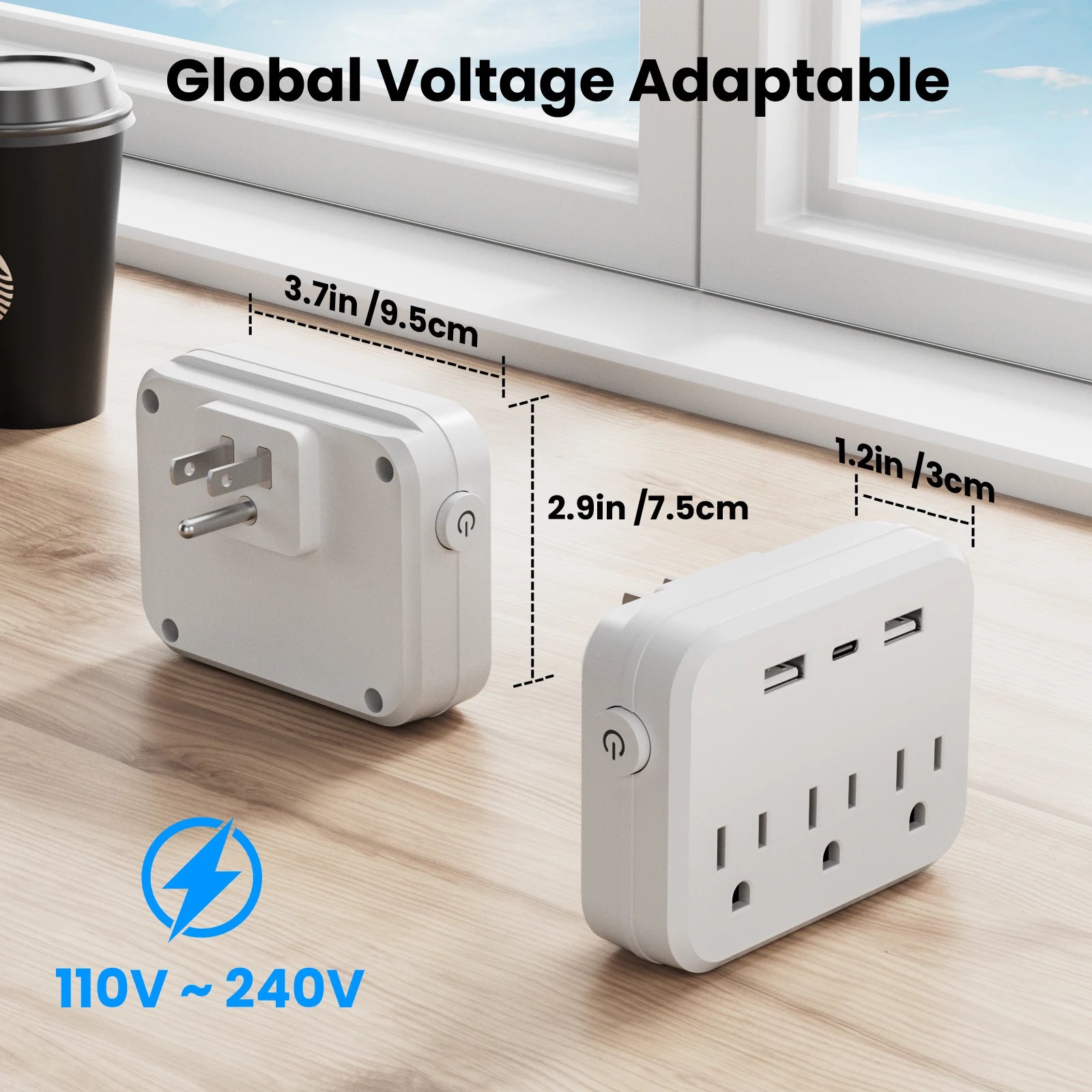 TRANSTON 6-in-1 Power Strip – AC Outlets with USB & USB-C Ports