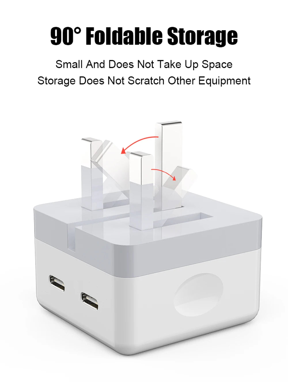 40W Dual USB-C Charger – Foldable Wall Adapter for iPhone & iPad