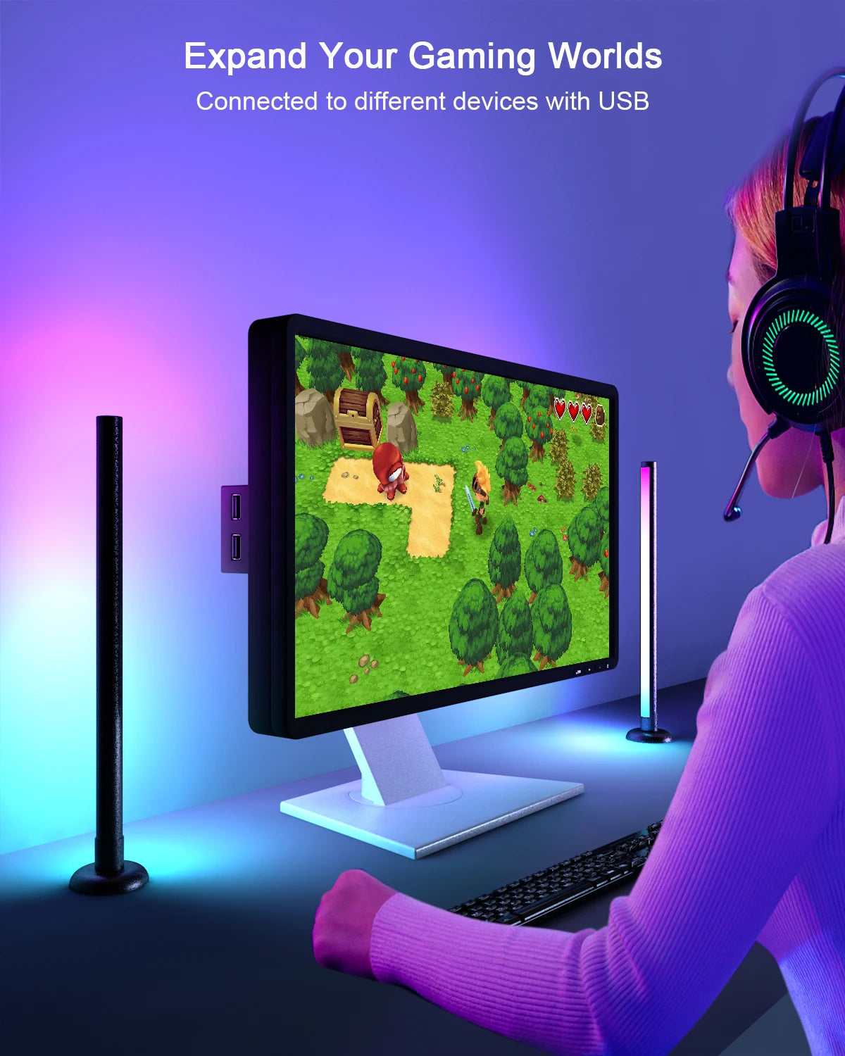 Smart RGB Desk Light – Music Sync, WiFi/Bluetooth, Room Decor