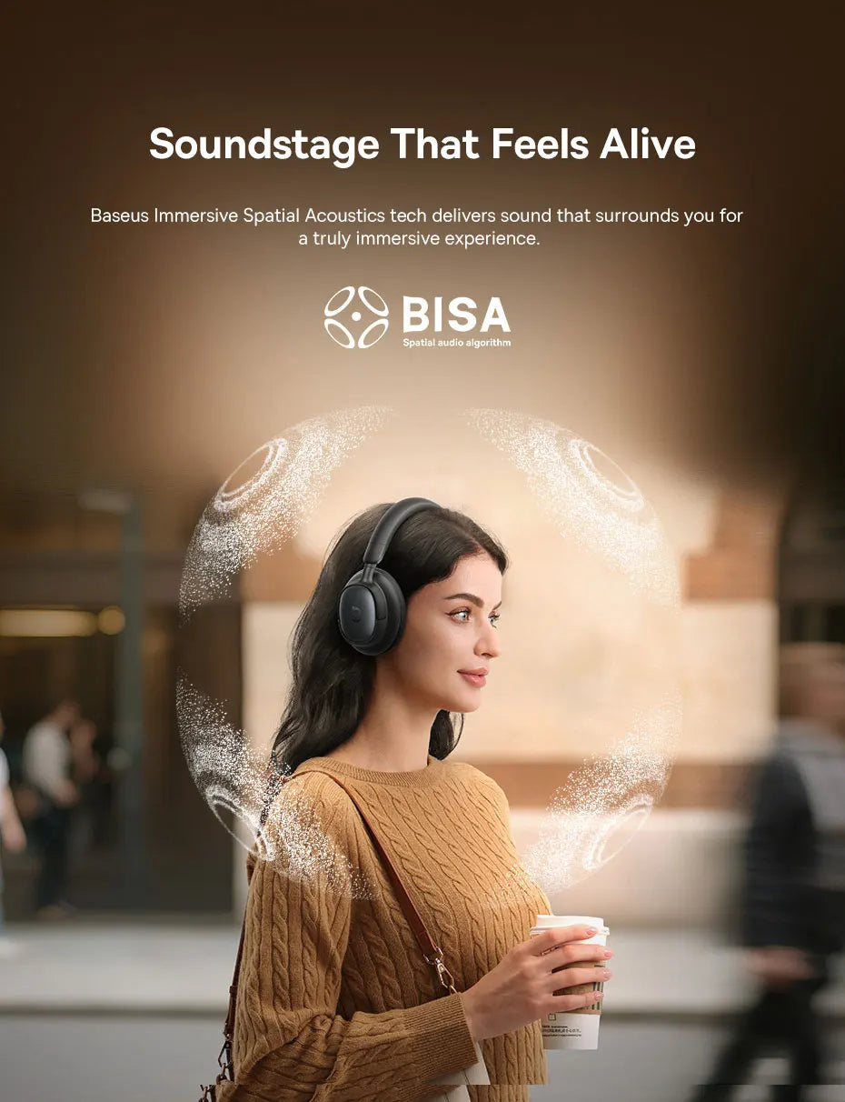 Baseus Bowie MH1 ANC Wireless Headphone 48dB Adaptive Hybrid Noise Cancelling Headsets 80H Playtime Hi-Res Audio LDAC Headphone