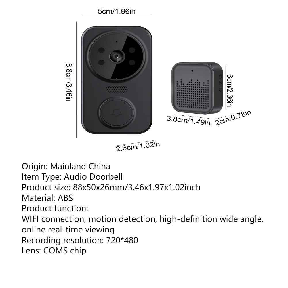 WiFi Smart Audio Doorbell – 2-Way Video Intercom for Home