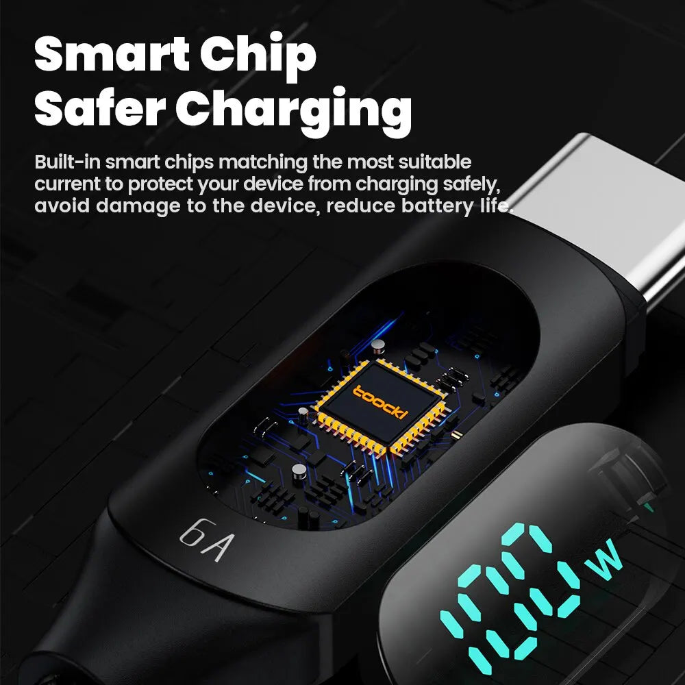 TOOCKI 100W USB-C Fast Charging Cable – PD Charging & Data Sync Cable (1M / 2M)