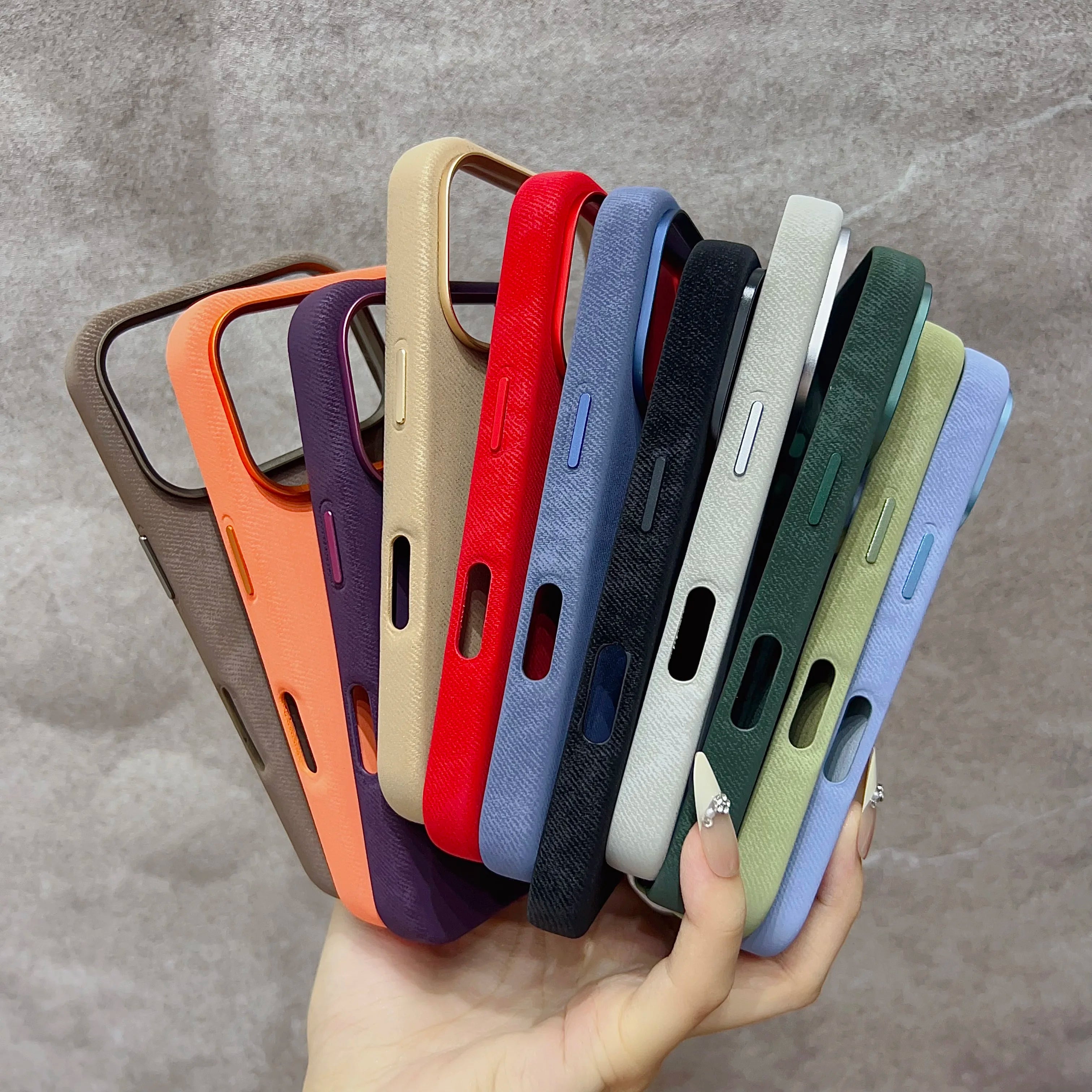 Luxury MagSafe Fiber Leather iPhone Case – Shockproof & Alloy Lens