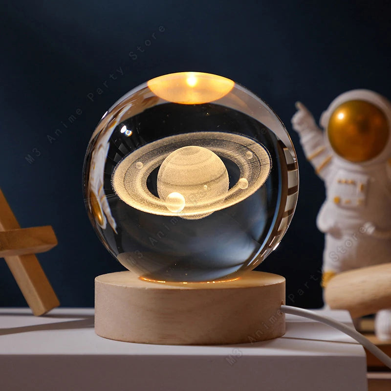 3D Galaxy Crystal Lamp – Bedside Night Light