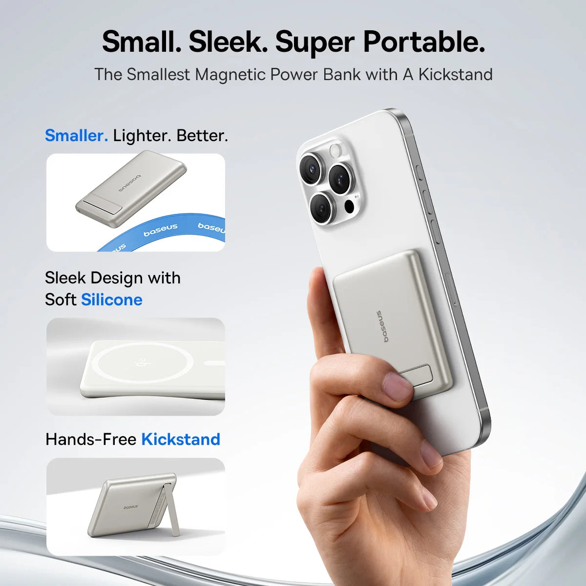 Baseus 5000mAh Magnetic Power Bank – Wireless & PD Fast Charging with Kickstand