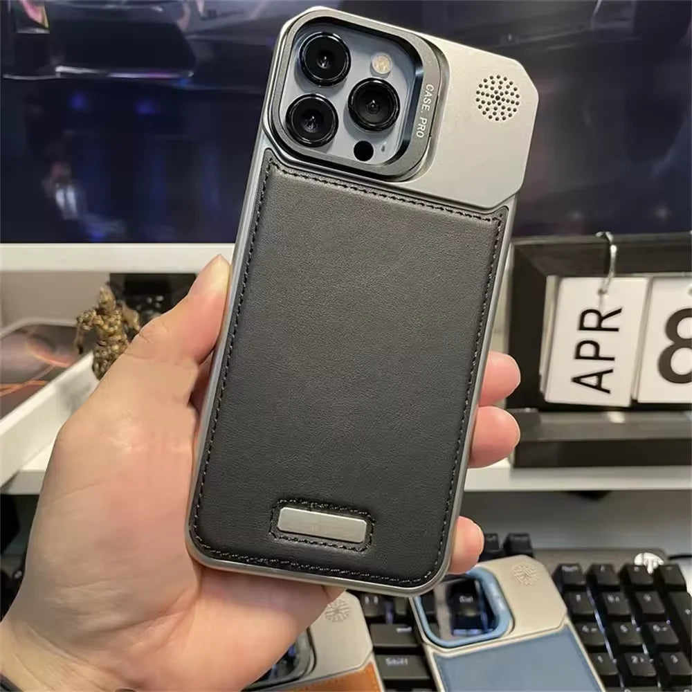 Metal Lens Holder Frameless Anti-Leather Magnetic Diffuser Phone Case for IPhone 13 12 Pro Max 15 14 16 Plus Drop Resistant Case