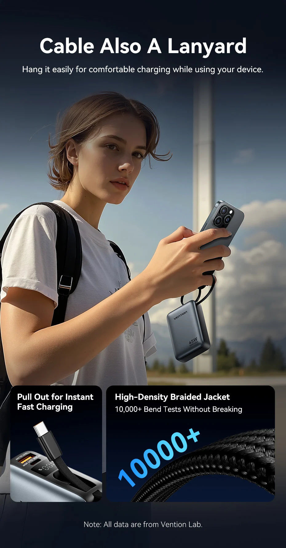 45W Portable Power Bank – 20000mAh Fast Charger for Phones