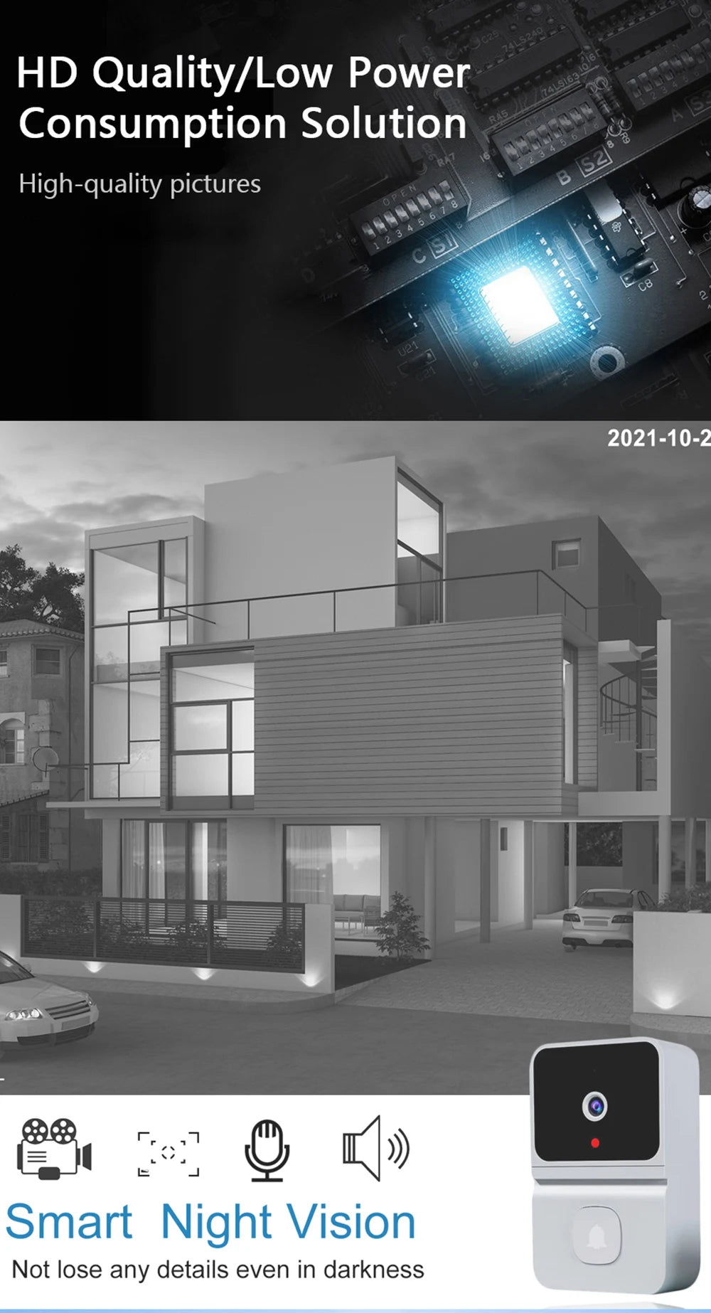 Tuya Wireless HD Doorbell Camera – Motion Detection & Intercom