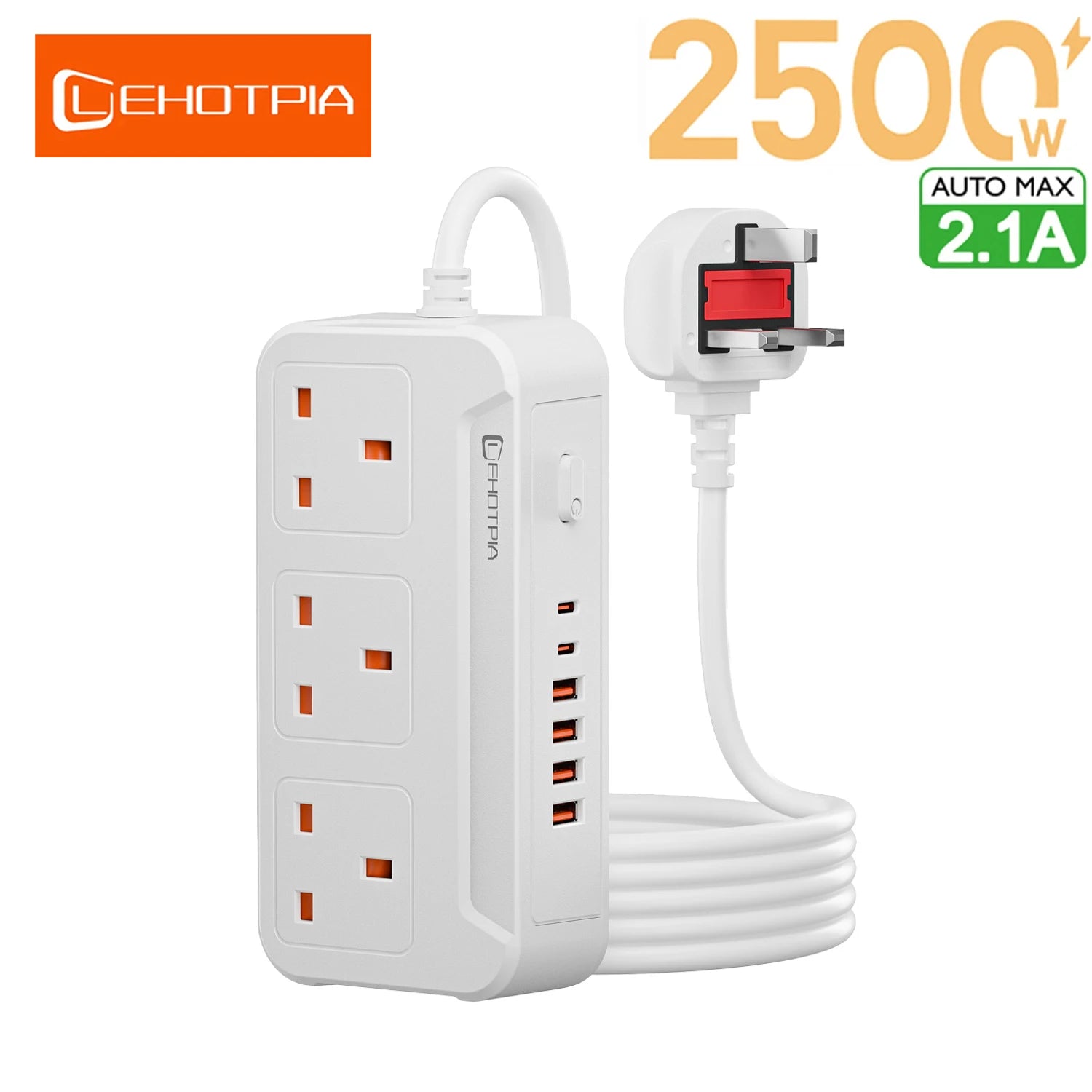 UK Power Strip with USB-C Fast Charging
