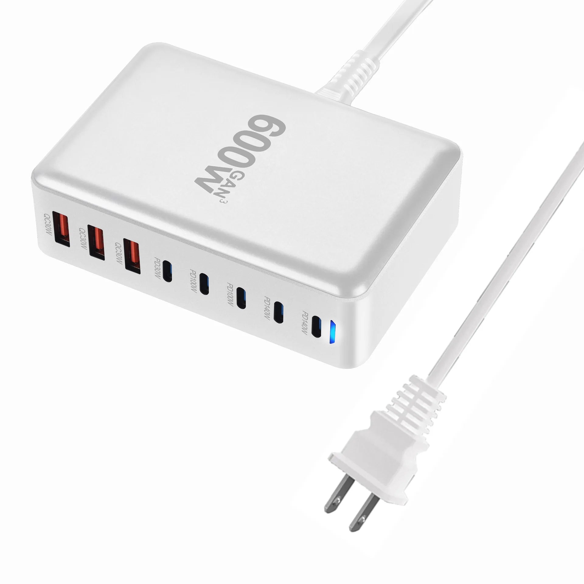 2025 600W GaN 8-Port Fast Charger – USB-C PD3.1