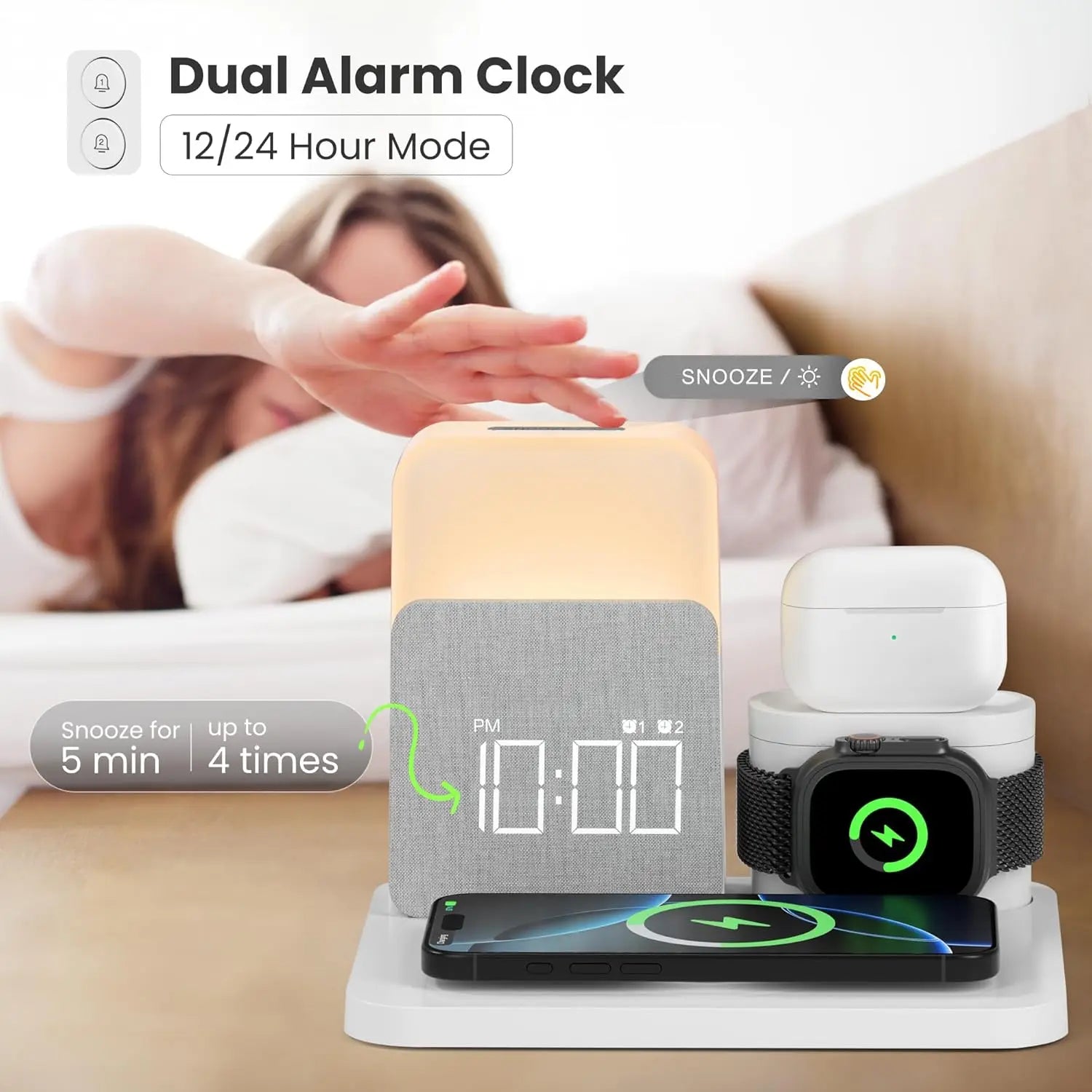 7-in-1 MagSafe Wireless Charger – Alarm & Night Light