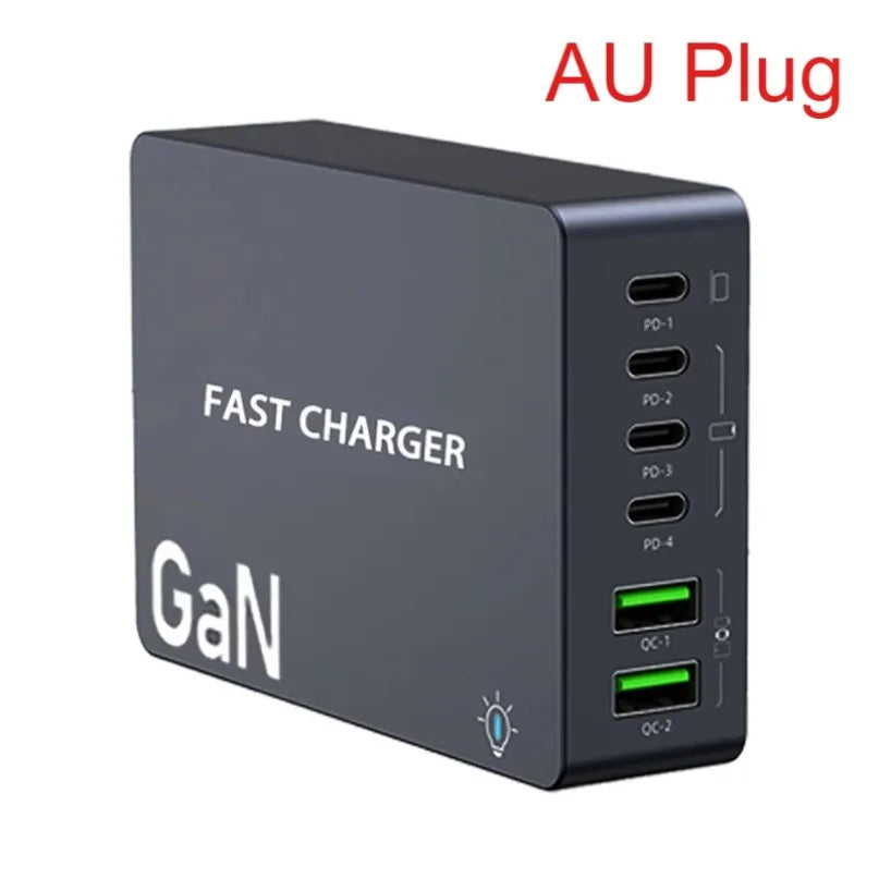 990W GaN Desktop Charging Station – 6-Port Fast Charger with 4 USB-C & 2 USB-A Ports