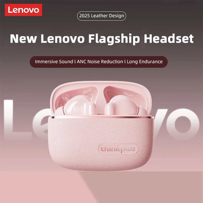 Lenovo LP27 Pro Bluetooth Earphones HIFI Stereo Sound Call Noise Reduction Wireless Headset Long Endurance Earbud Leather Design