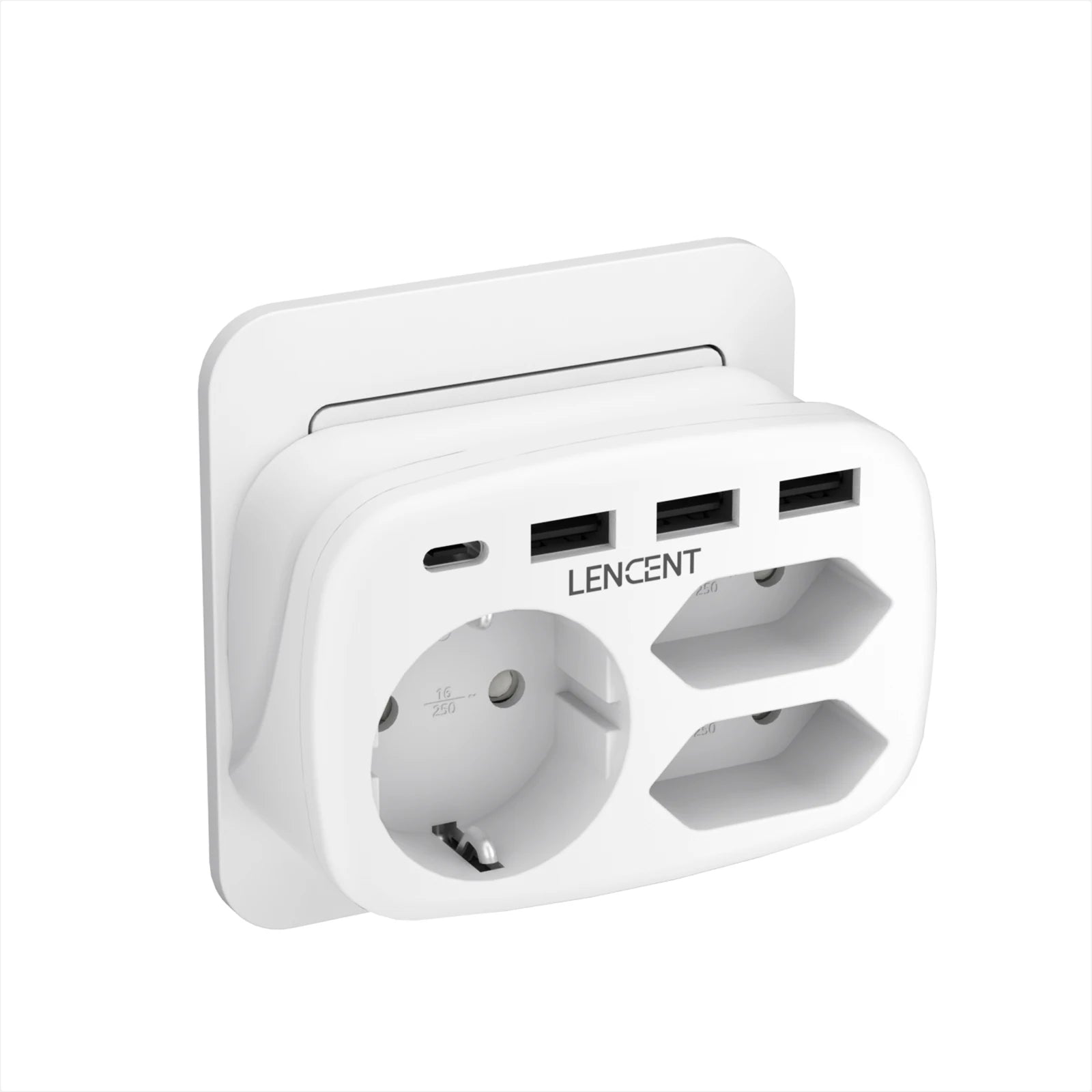 LENCENT EU Power Strip – 7-in-1 Socket with USB & USB-C Charging