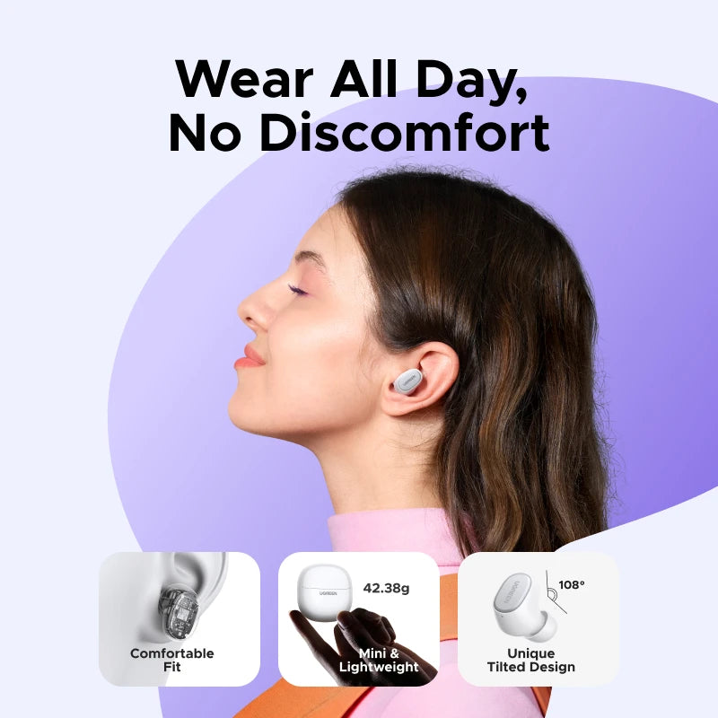 UGREEN Dots Earbuds – Bluetooth, Long Playtime, App-Controlled Sound