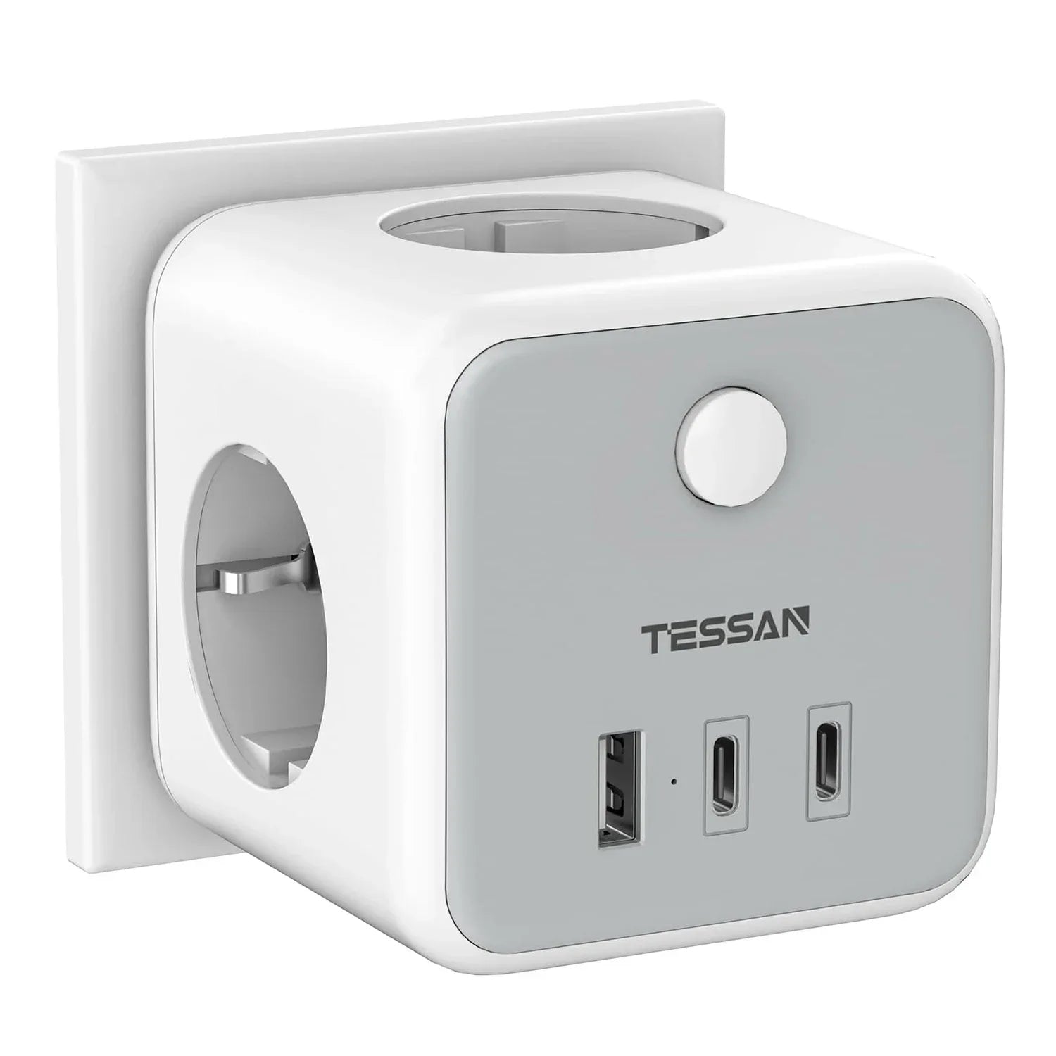 TESSAN Wall Power Strip – USB Ports & Overload Protection