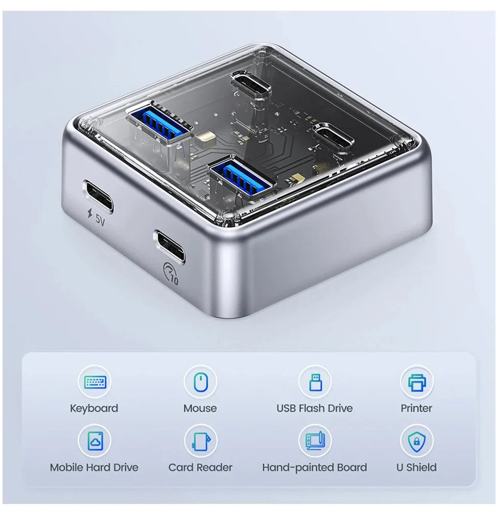 ORICO 10Gbps USB 3.2 Hub – 4-Port High-Speed Type-C Docking Station