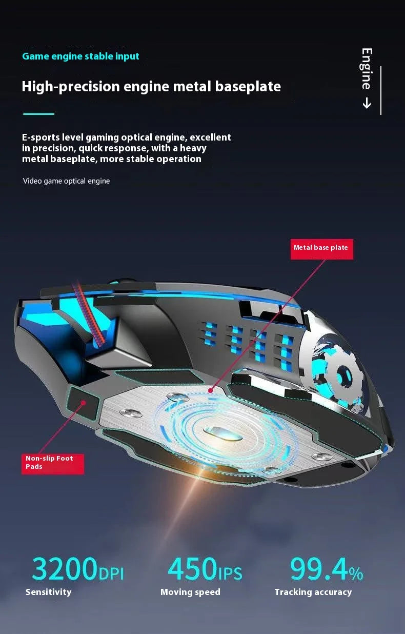 Wireless Rechargeable Mouse – Gaming Backlight, Bluetooth & USB for PC