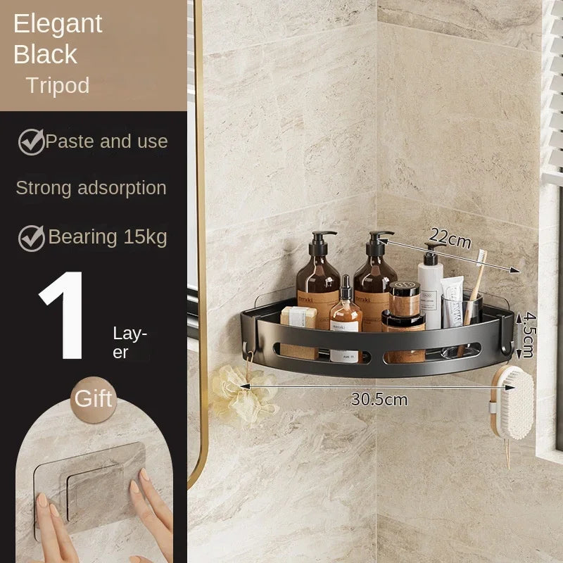 No-Drill Bathroom Shelf – Wall Corner Organizer for Shower & Storage