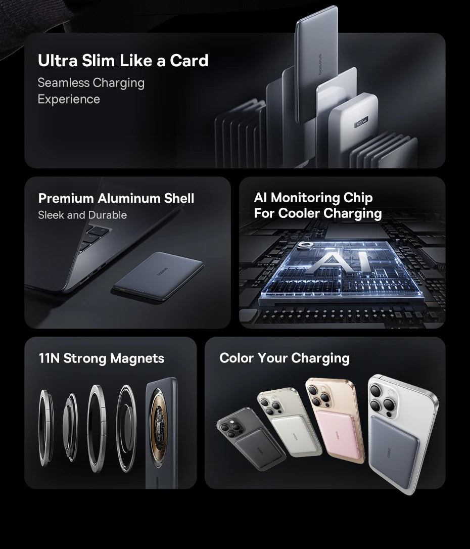 Ultra-Slim Baseus Magnetic Power Bank – 5000mAh