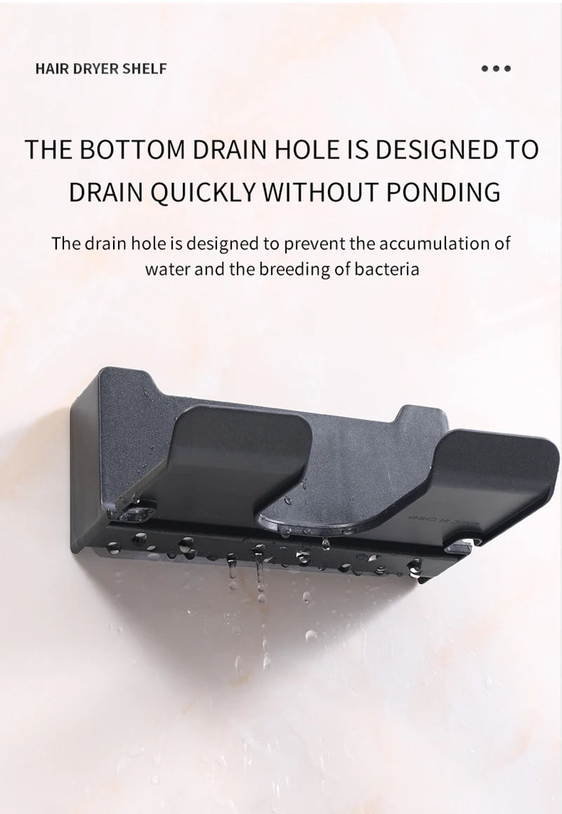 Wall-Mounted Hair Dryer Holder – Bathroom Organizer