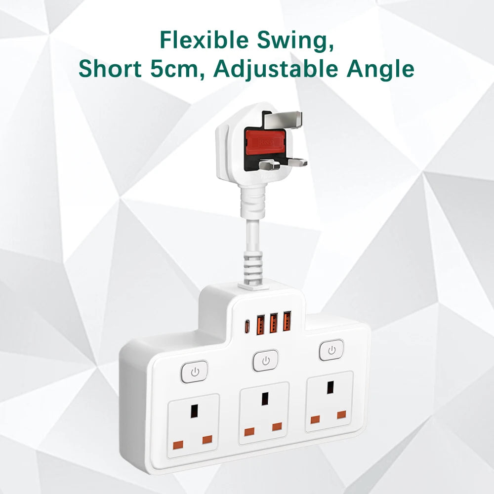 UK Power Strip with AC Outlets, USB-C & Network Filter