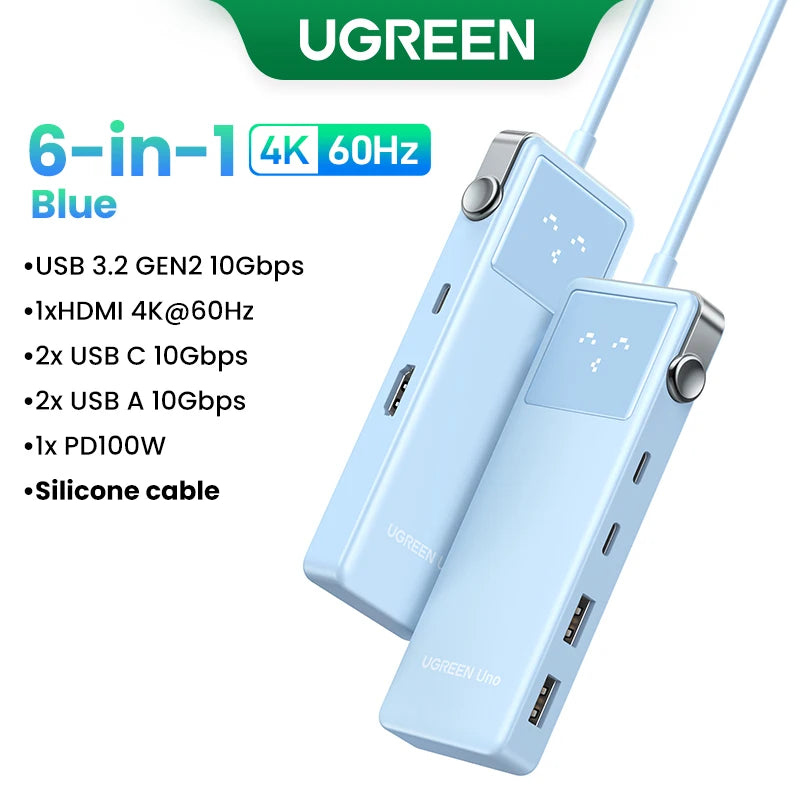 UGREEN Laptop USB-C Hub – 4K HDMI, Gigabit Ethernet, Fast Charging PD