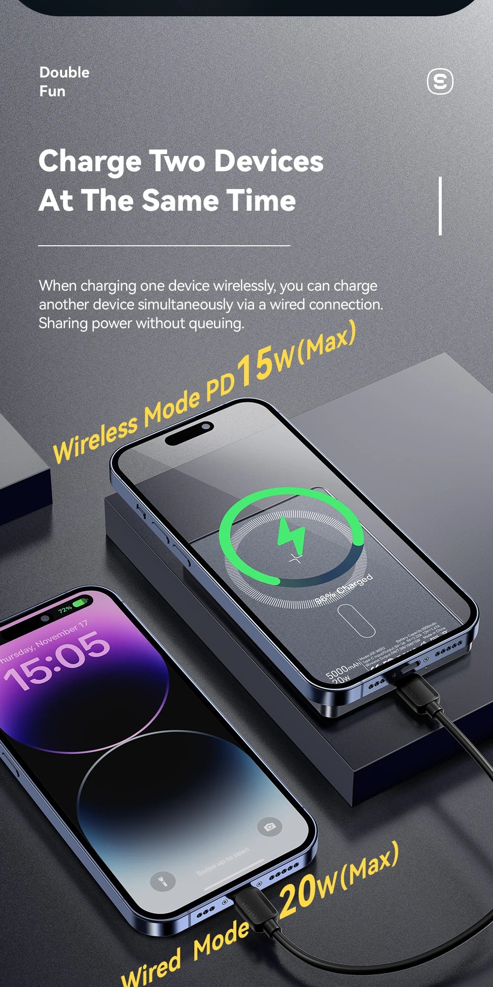 5000mAh Slim MagSafe Power Bank – Essager 20W