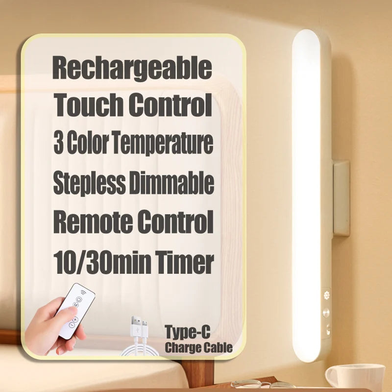 Magnetic LED Table Lamp – USB Rechargeable, 3 Color Dimmable Reading Light