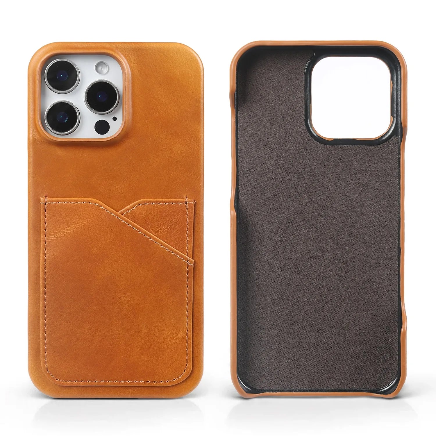 Premium Genuine Leather Card Slot Case for iPhone 15–17 Series – Vintage Wallet Cover