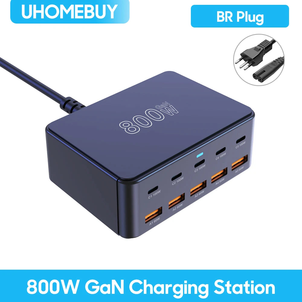 800W USB-C GaN Charger – 100W PD Multiport Fast Charging
