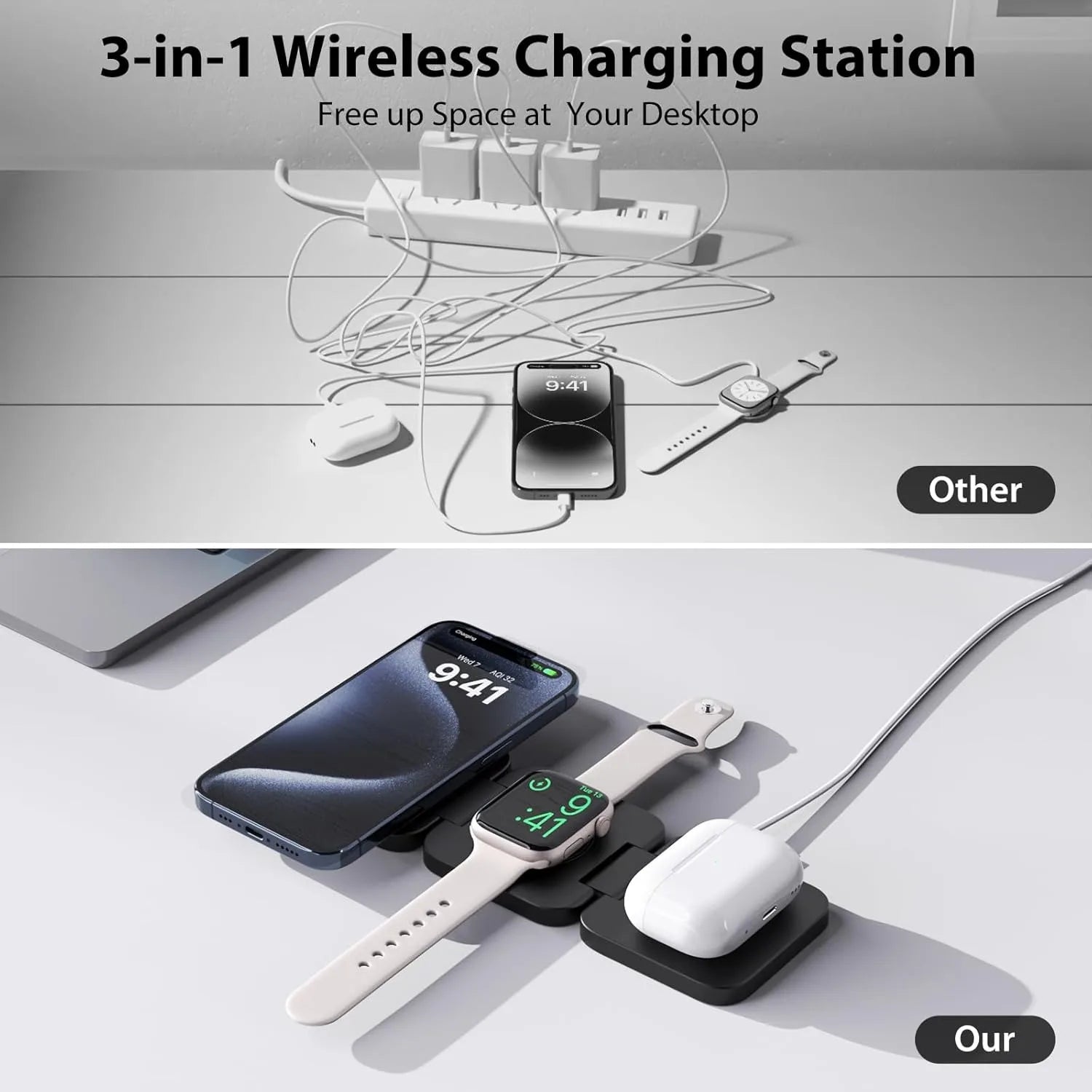 Fast 3-in-1 Wireless Charger – iPhone, Apple Watch & AirPods